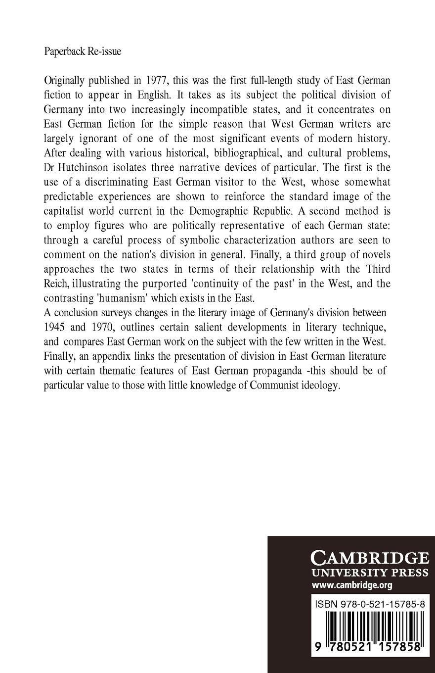 Rückseitencover Literary Presentations of Divided Germany