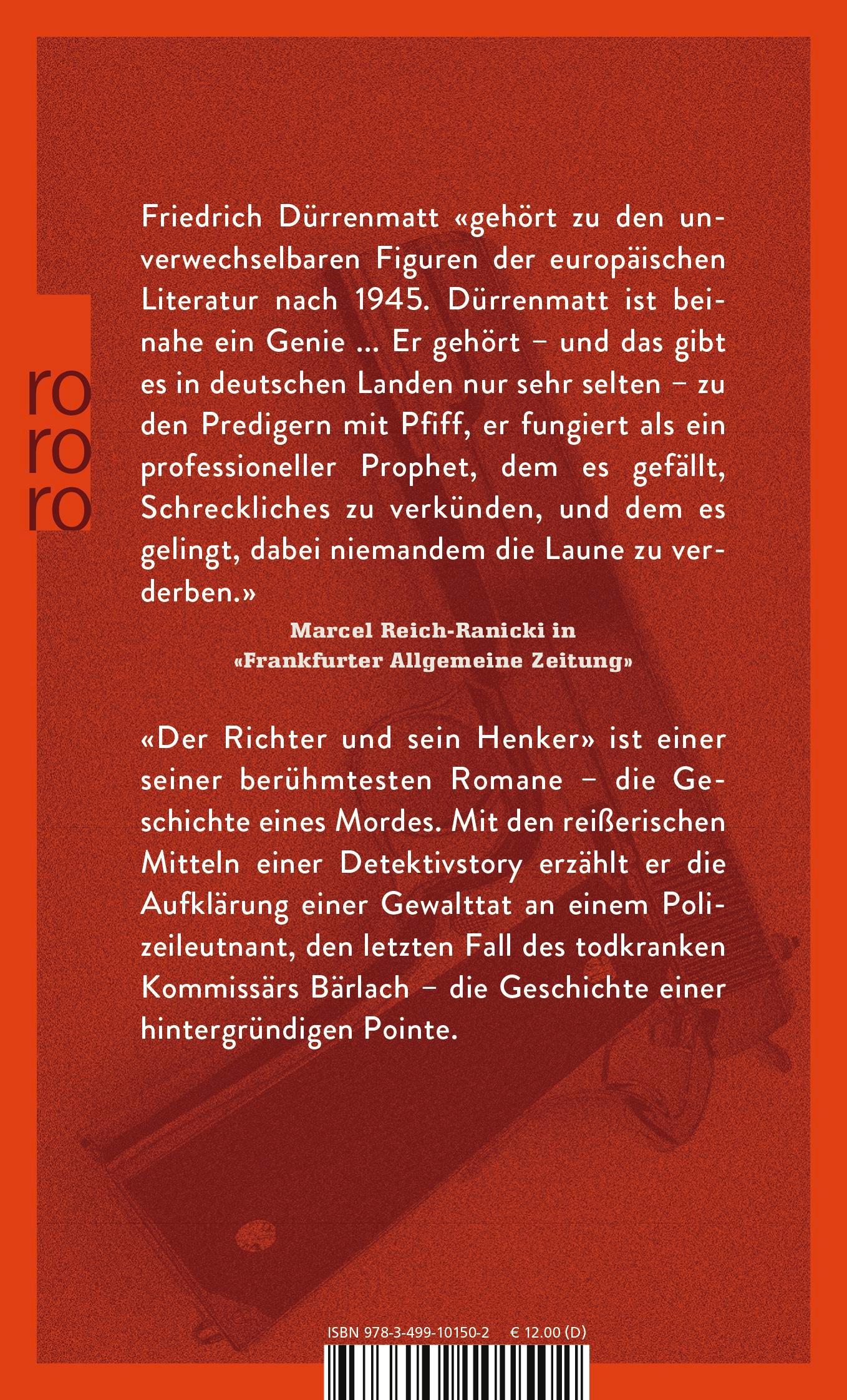 Rückseitencover Der Richter und sein Henker