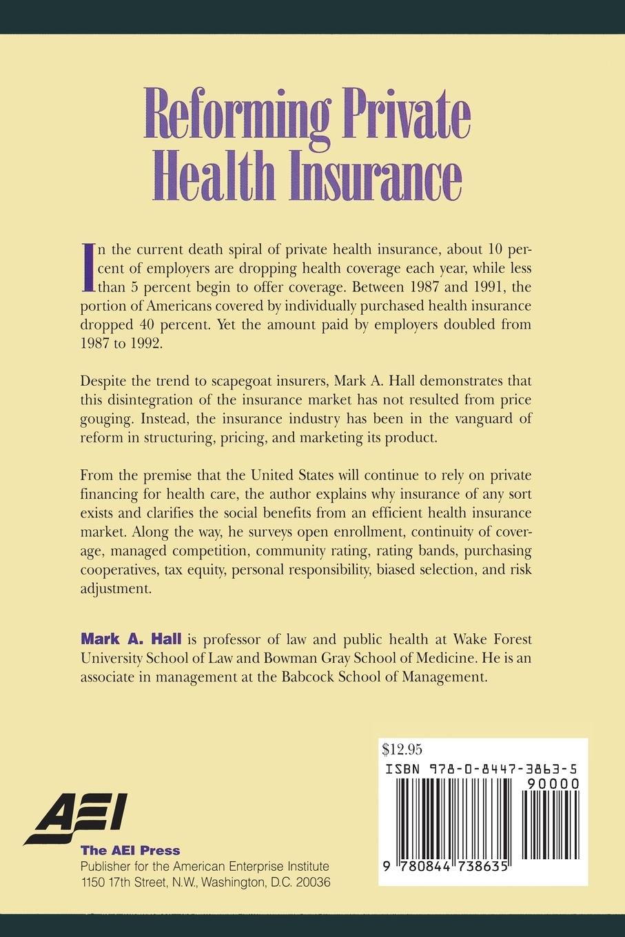 Rückseitencover Reforming Private Health Insurance