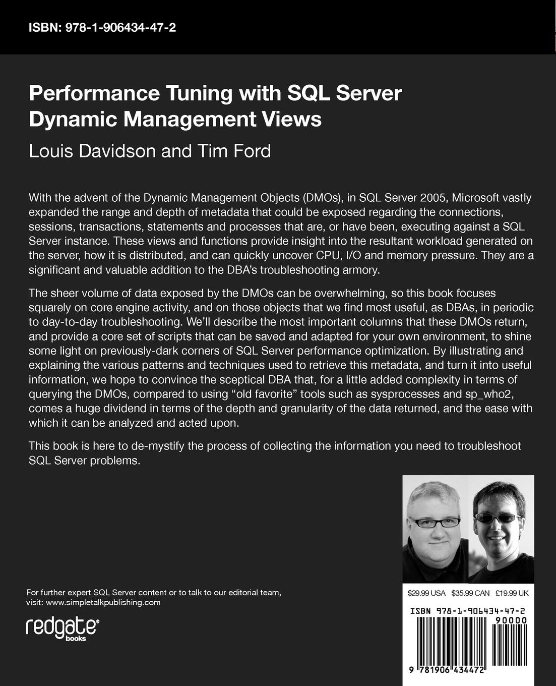Rückseitencover Performance Tuning with SQL Server Dynamic Management Views