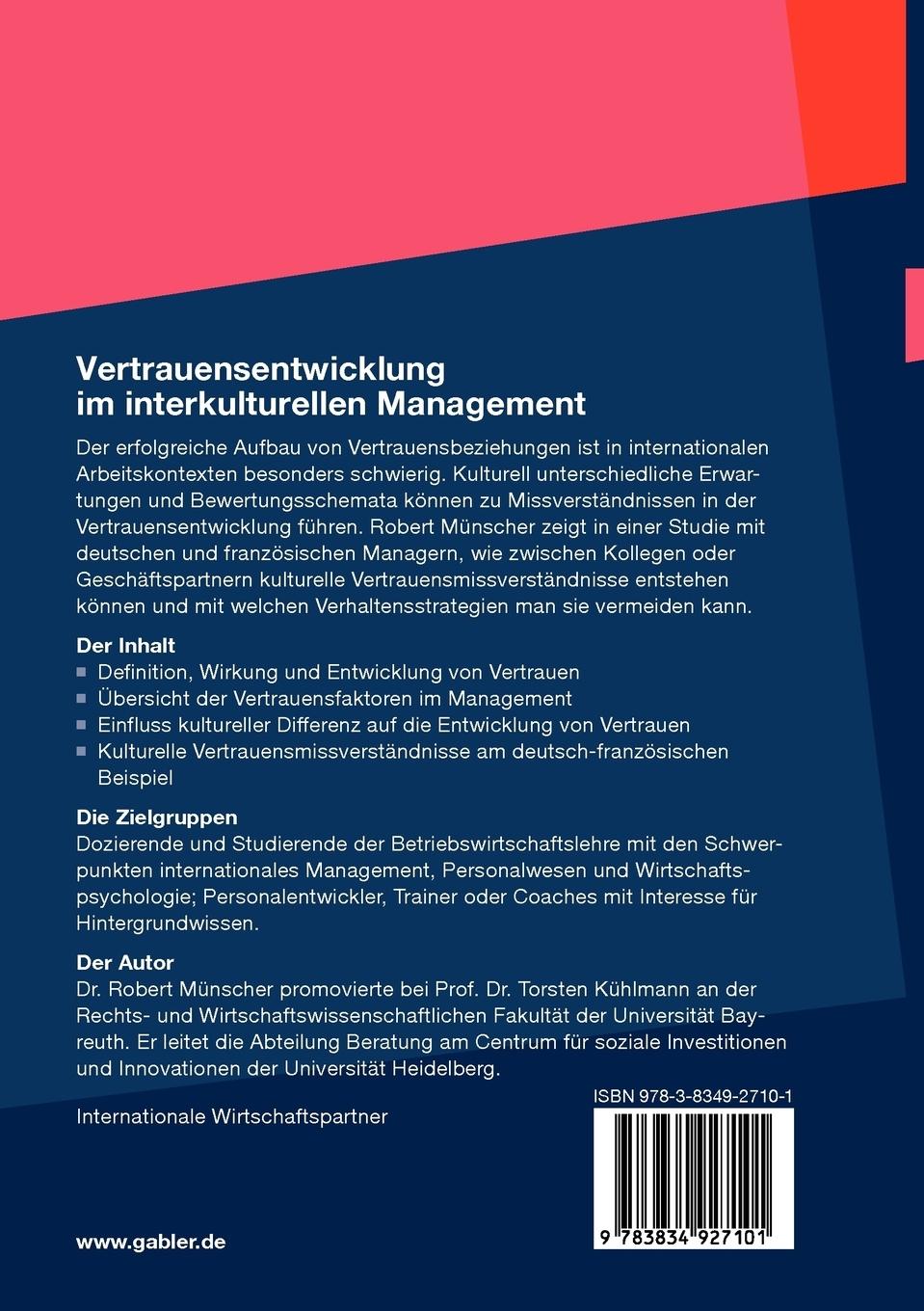 Rückseitencover Vertrauensentwicklung im interkulturellen Management
