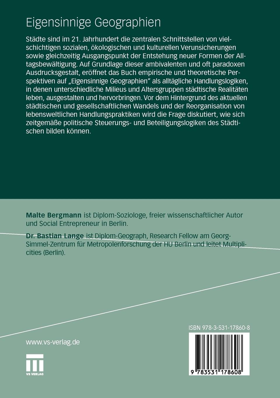 Rückseitencover Eigensinnige Geographien