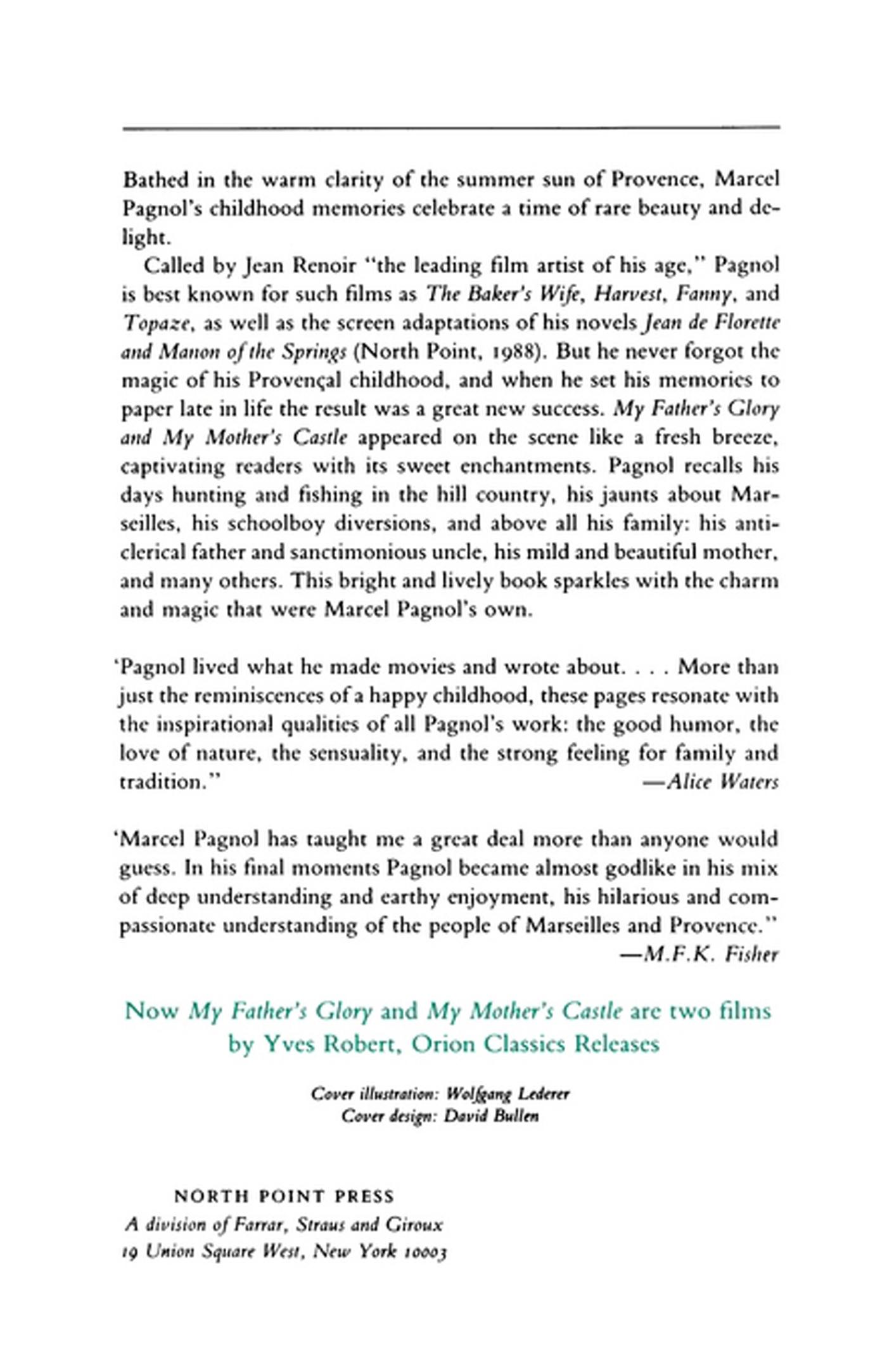 Rückseitencover My Father's Glory & My Mother's Castle