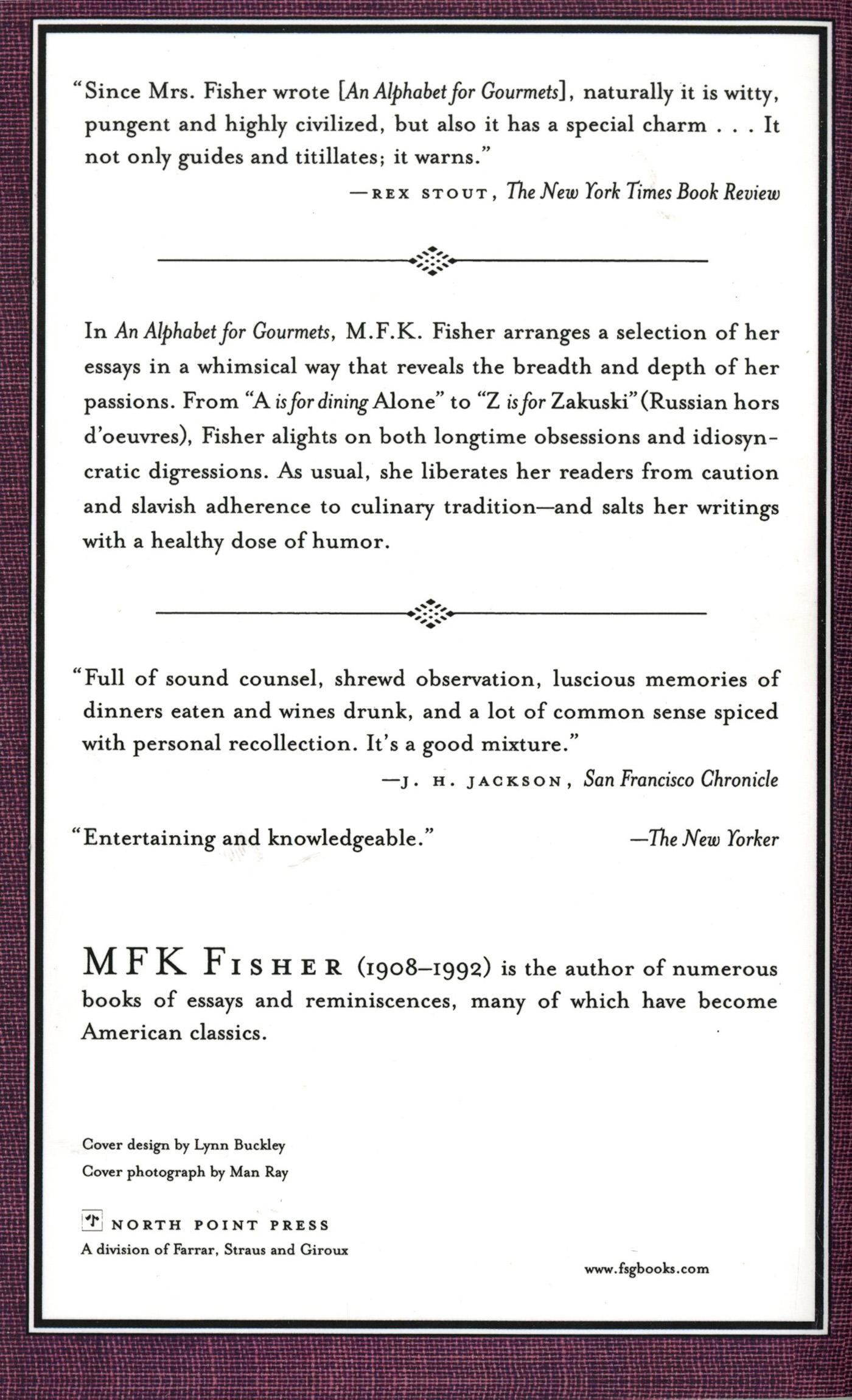 Rückseitencover An Alphabet for Gourmets