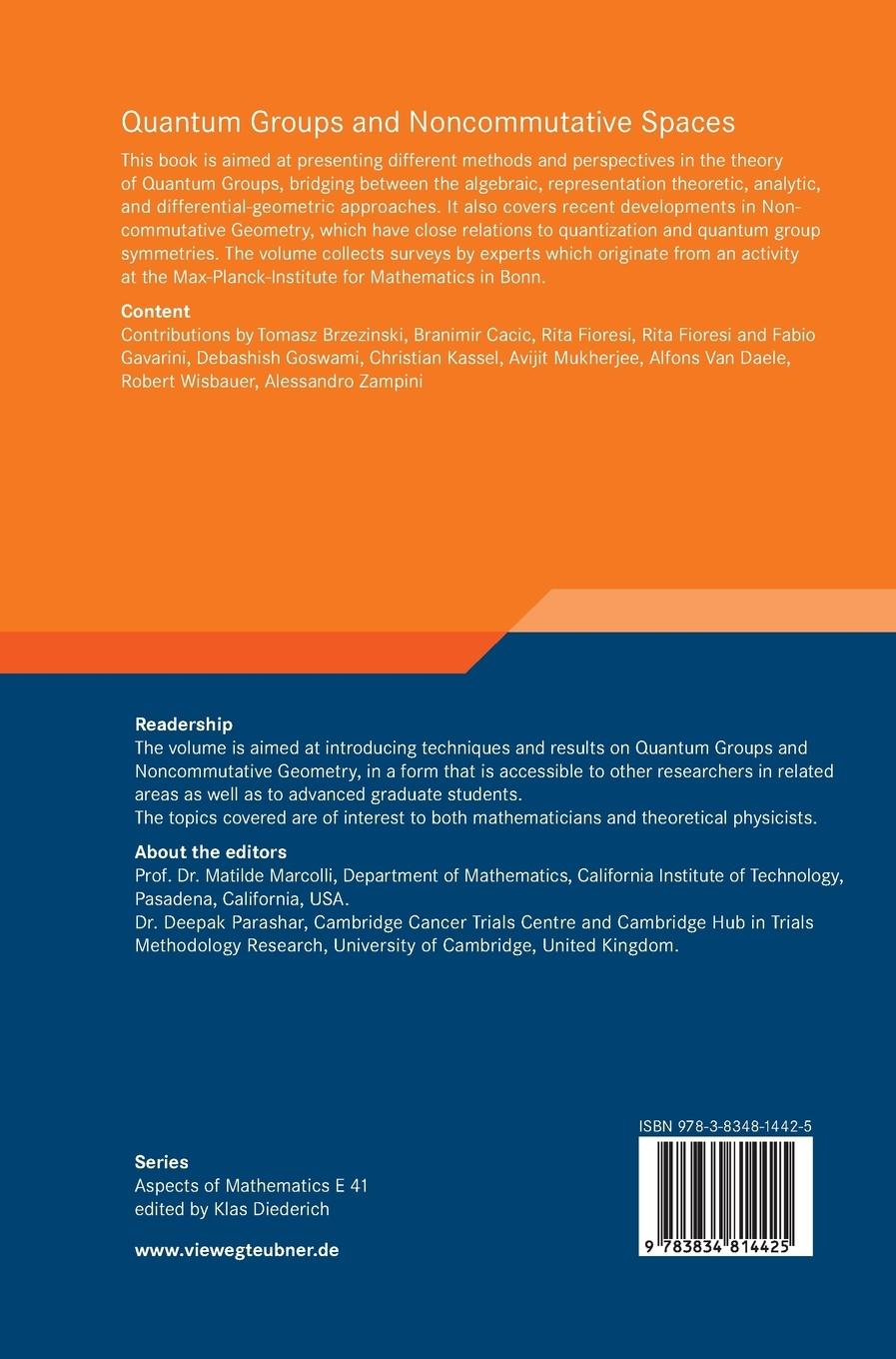 Rückseitencover Quantum Groups and Noncommutative Spaces