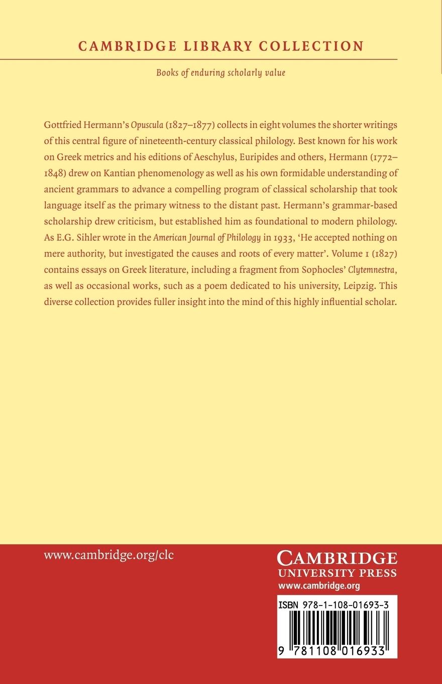 Rückseitencover Godofredi Hermanni Opuscula - Volume 1