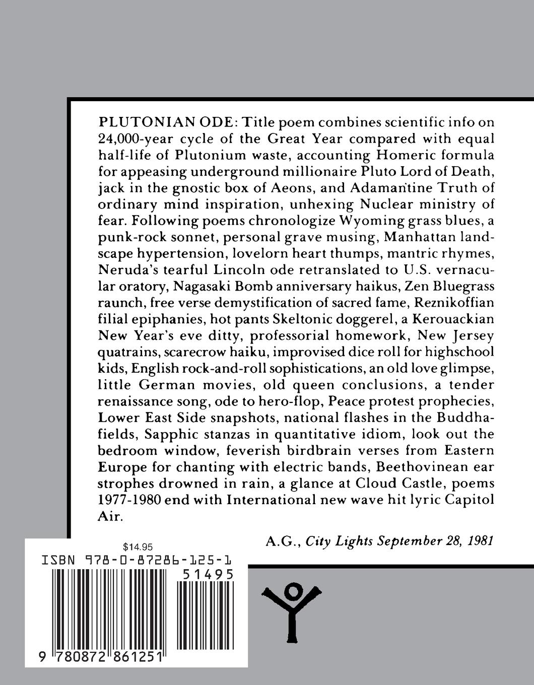 Rückseitencover Plutonian Ode