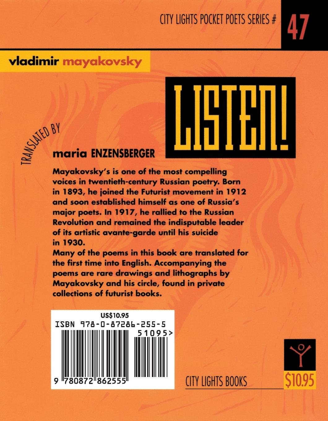 Rückseitencover Listen! Early Poems