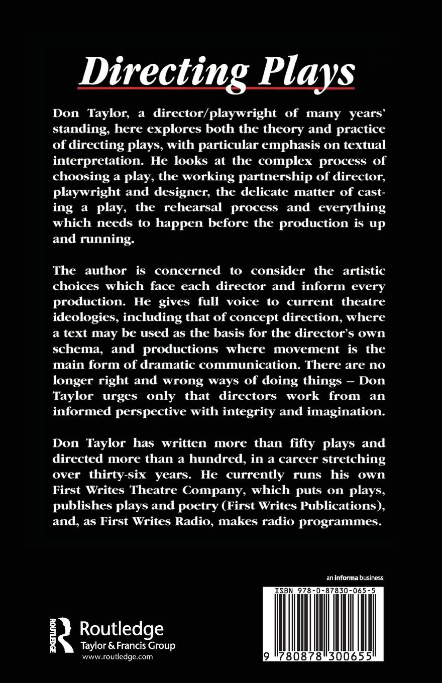Rückseitencover Directing Plays