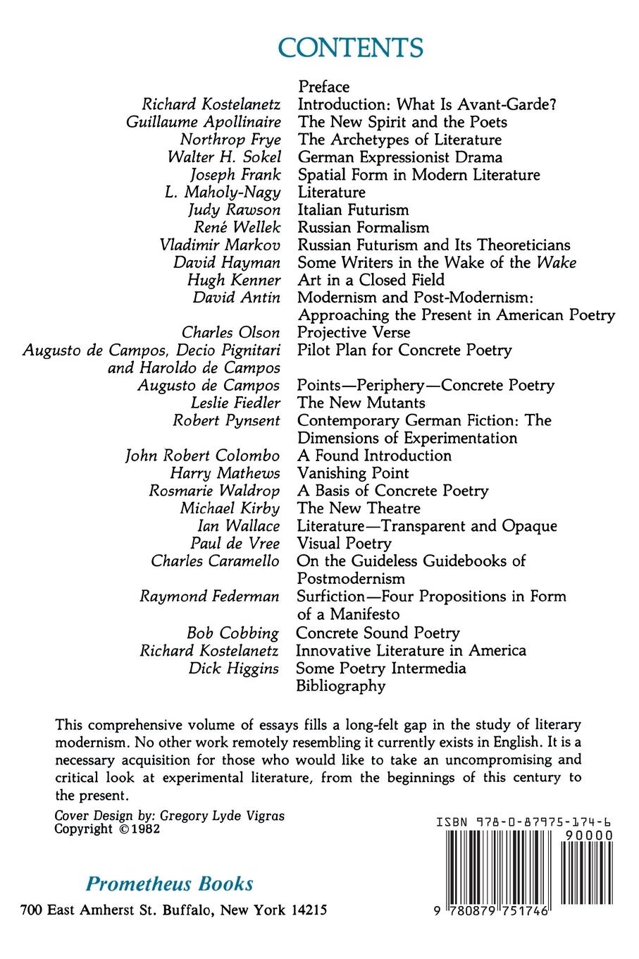 Rückseitencover Avant-Garde Tradition in Literature