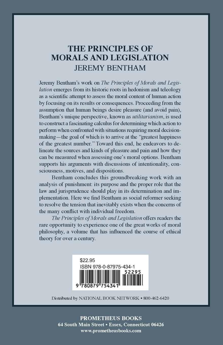 Rückseitencover The Principles of Morals and Legislation
