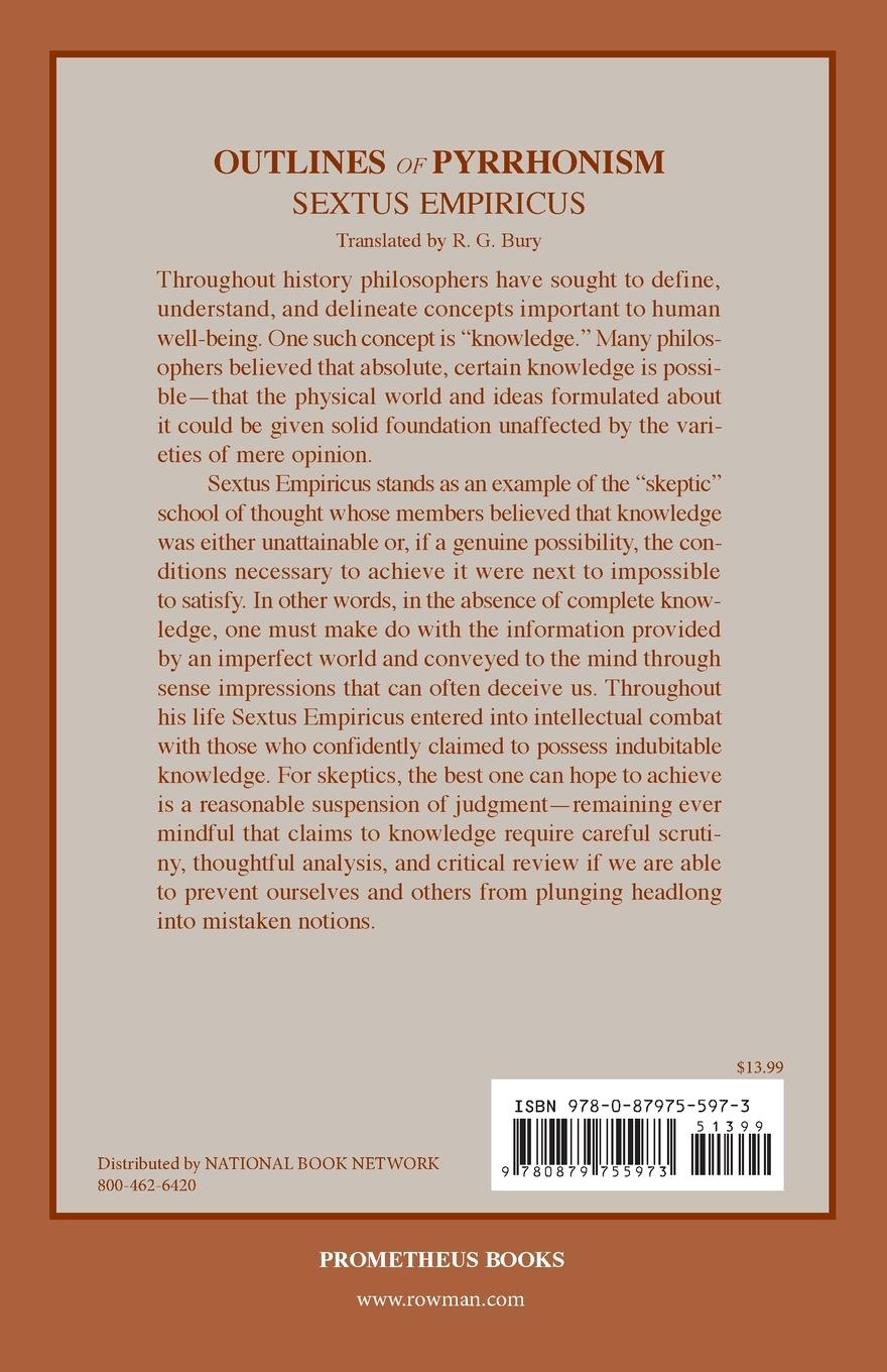Rückseitencover Outlines of Pyrrhonism