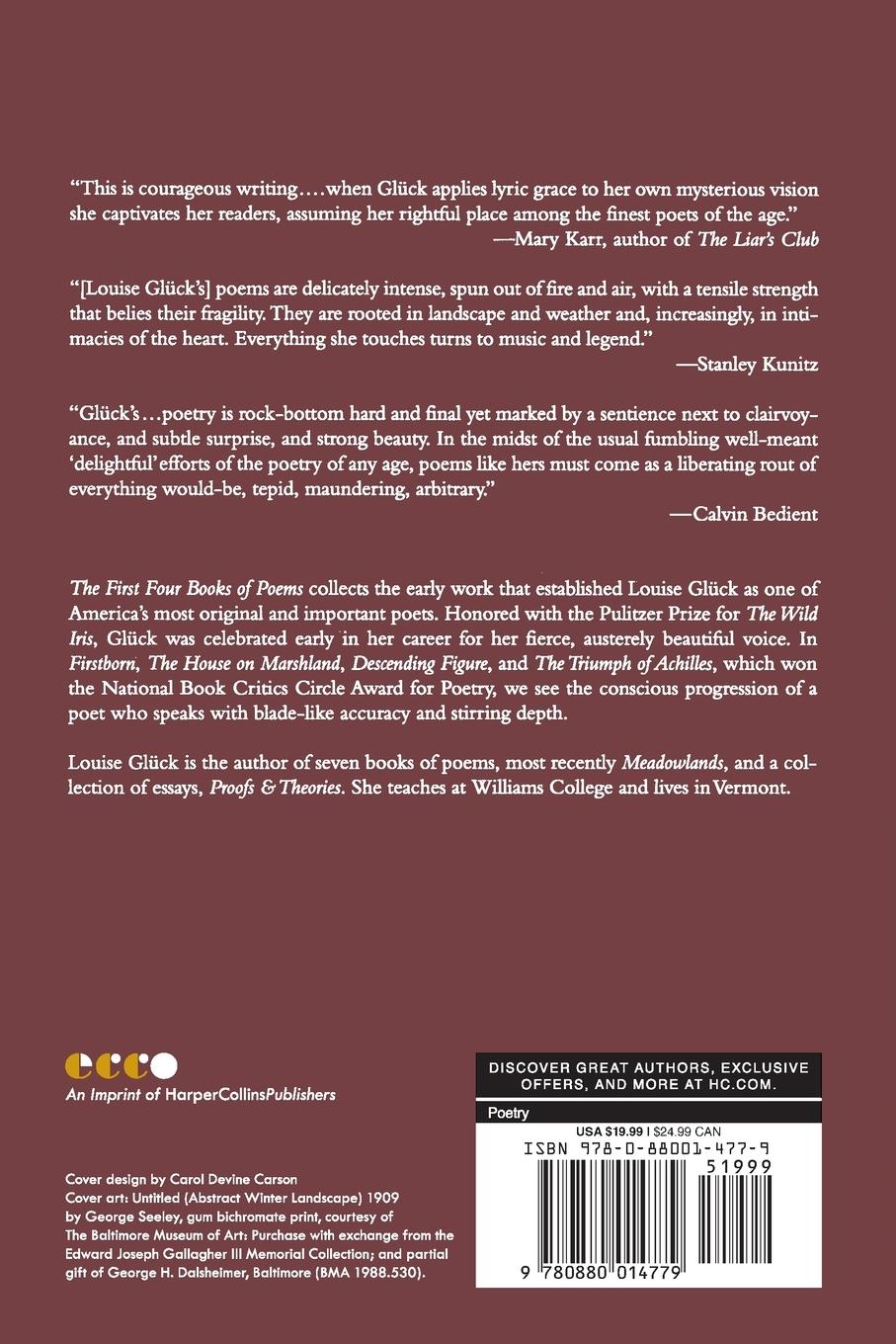 Rückseitencover First Four Books Of Poems