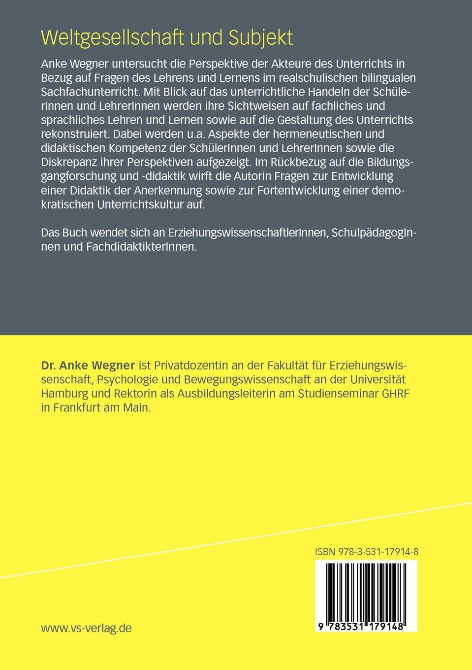 Rückseitencover Weltgesellschaft und Subjekt