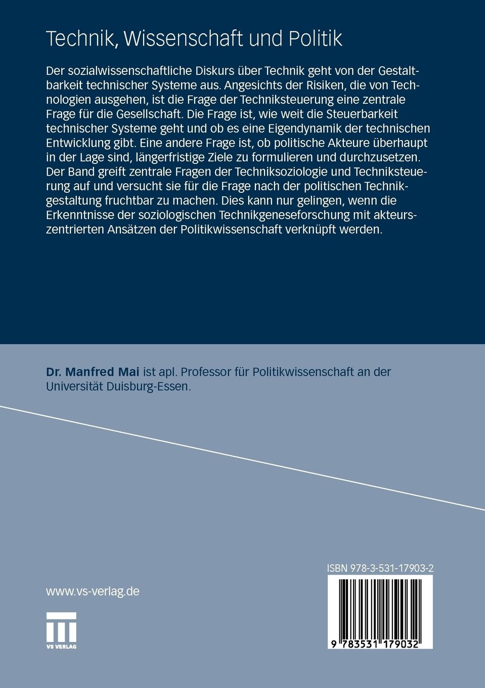 Rückseitencover Technik, Wissenschaft und Politik