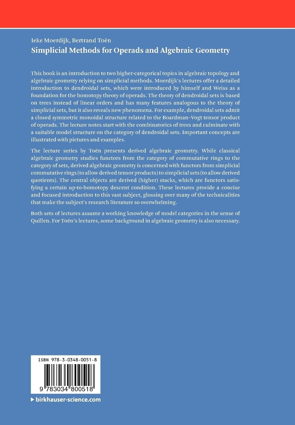 Rückseitencover Simplicial Methods for Operads and Algebraic Geometry