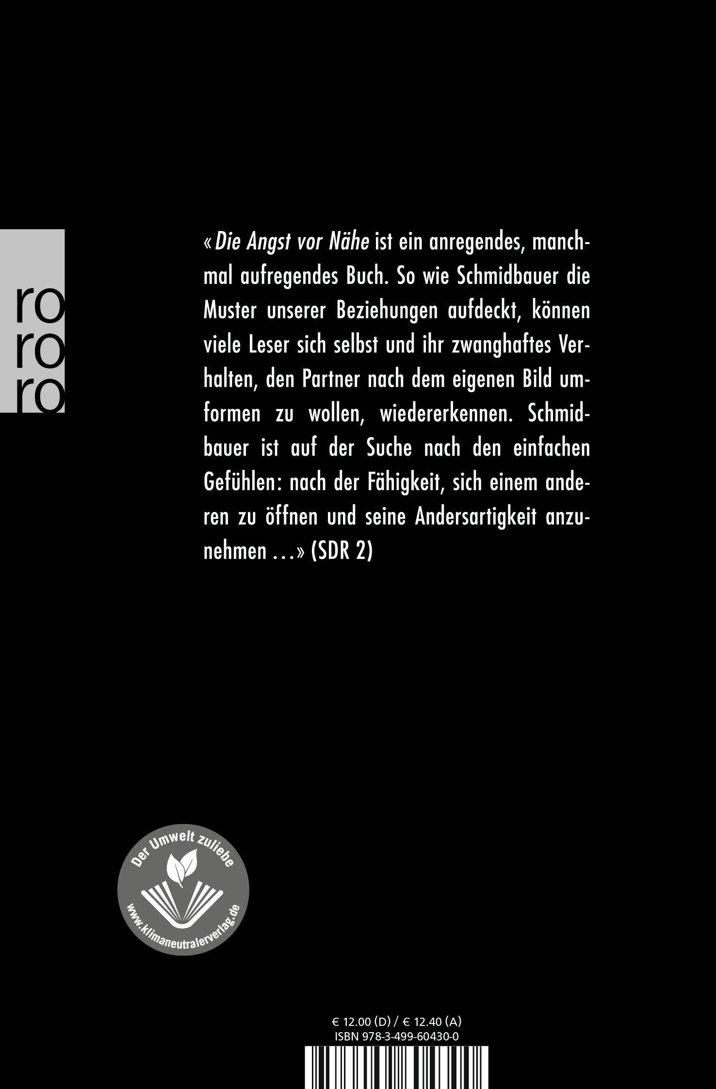 Rückseitencover Die Angst vor Nähe