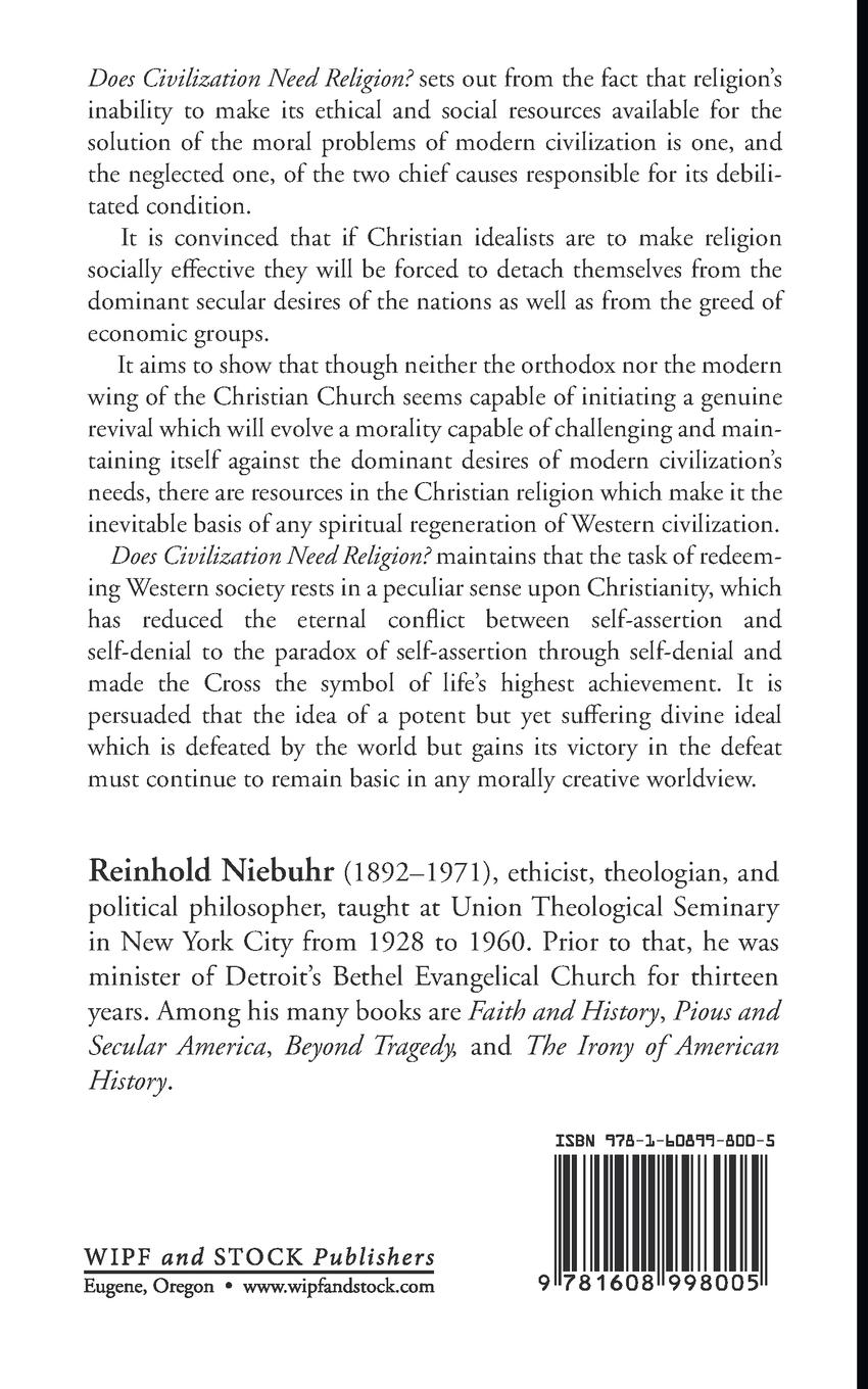 Rückseitencover Does Civilization Need Religion?