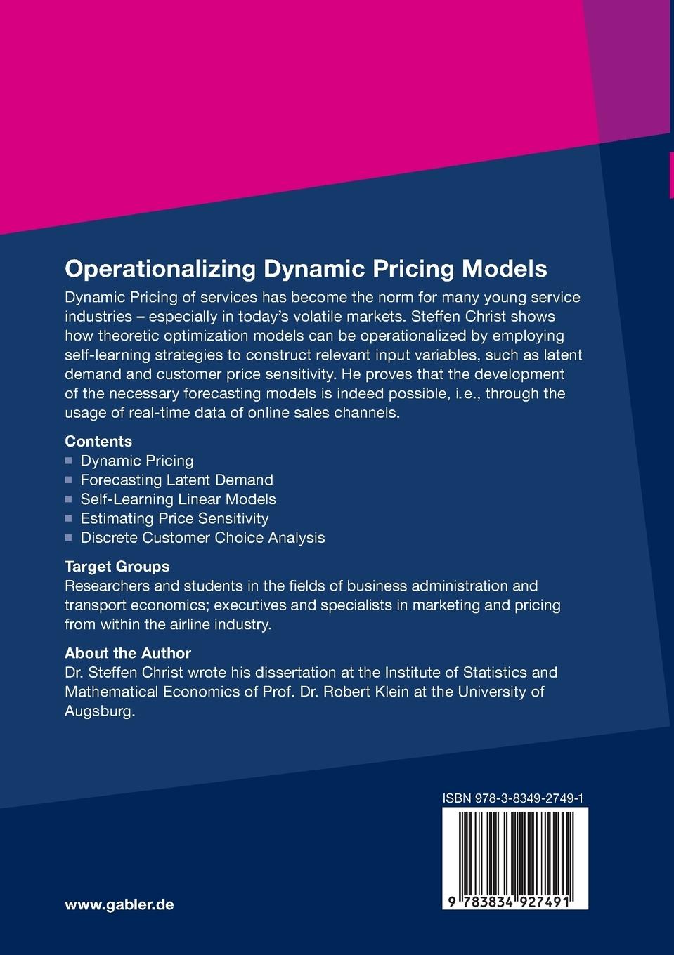 Rückseitencover Operationalizing Dynamic Pricing Models