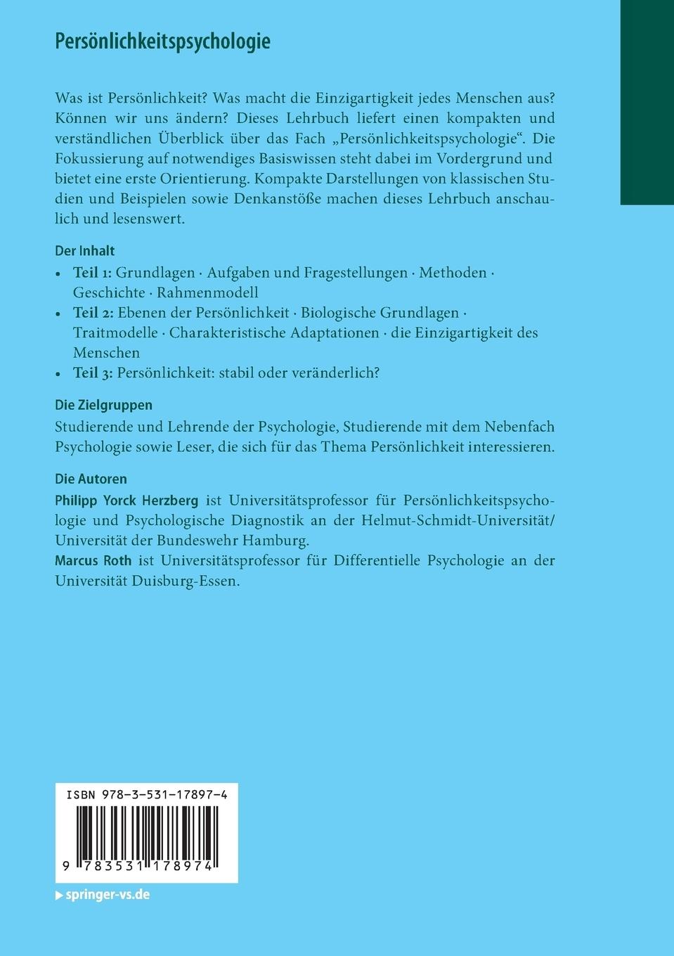 Rückseitencover Persönlichkeitspsychologie