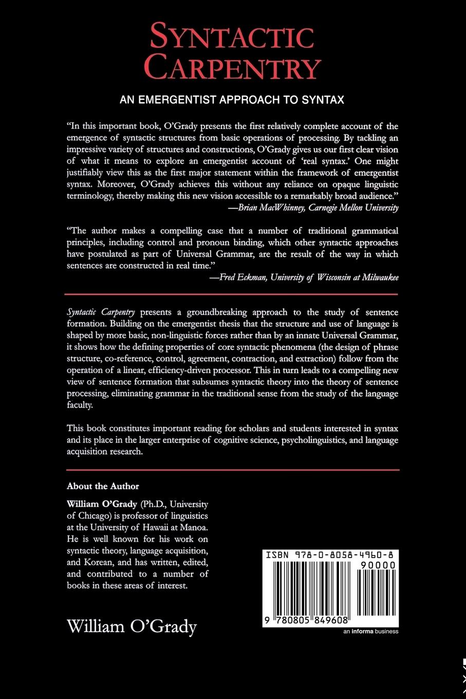 Rückseitencover Syntactic Carpentry