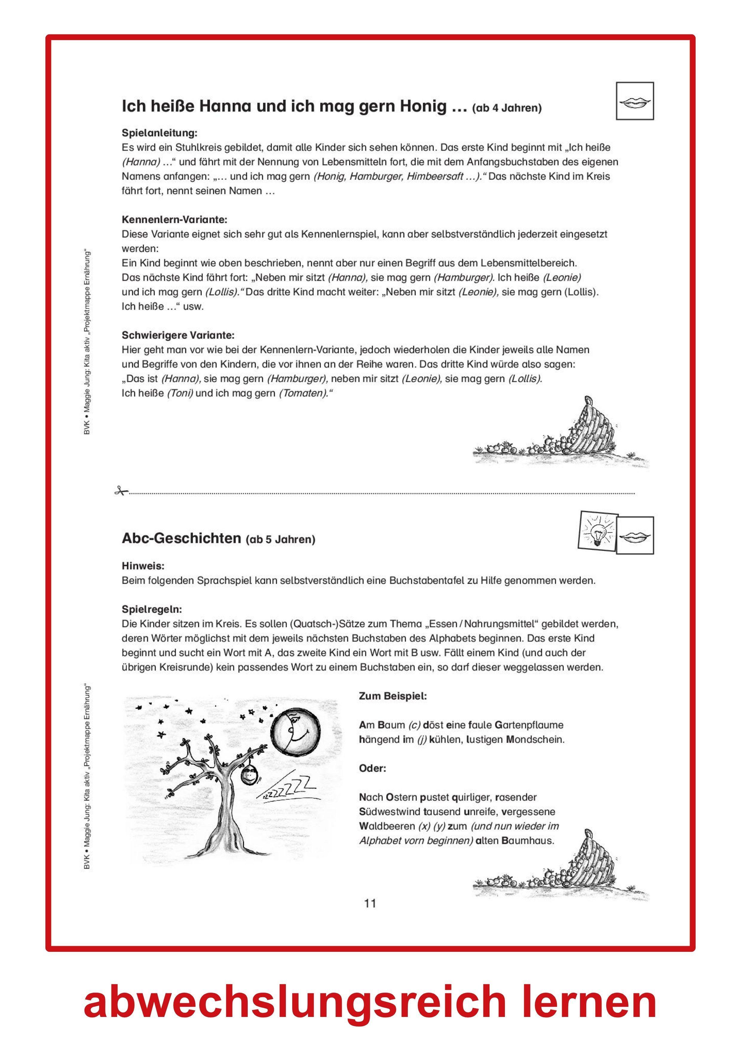 Beispielinhalt (Bild) Kita Aktiv - Projektmappe Ernährung
