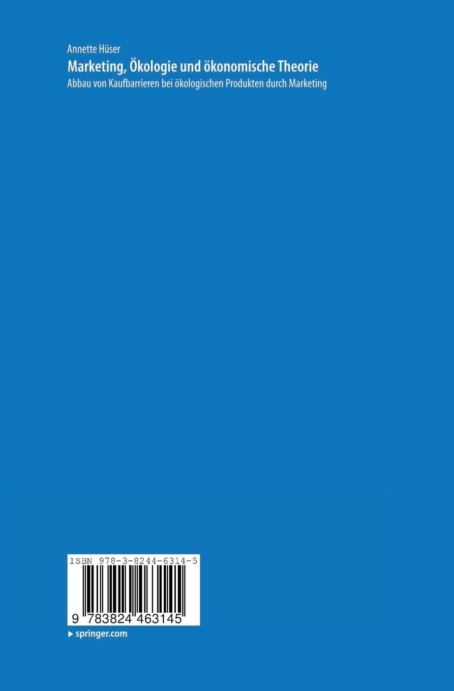 Rückseitencover Marketing, Ökologie und ökonomische Theorie