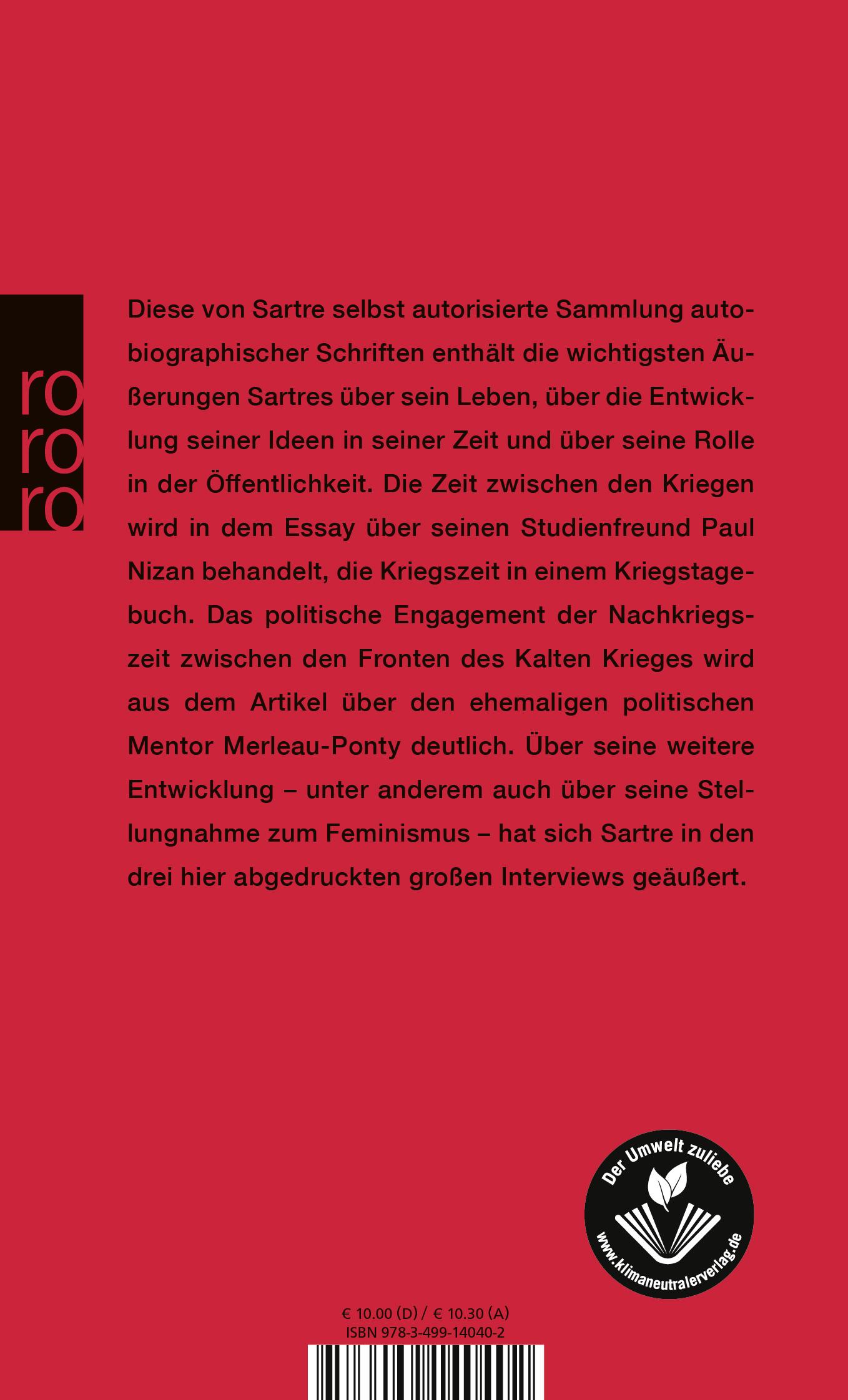 Rückseitencover Sartre über Sartre