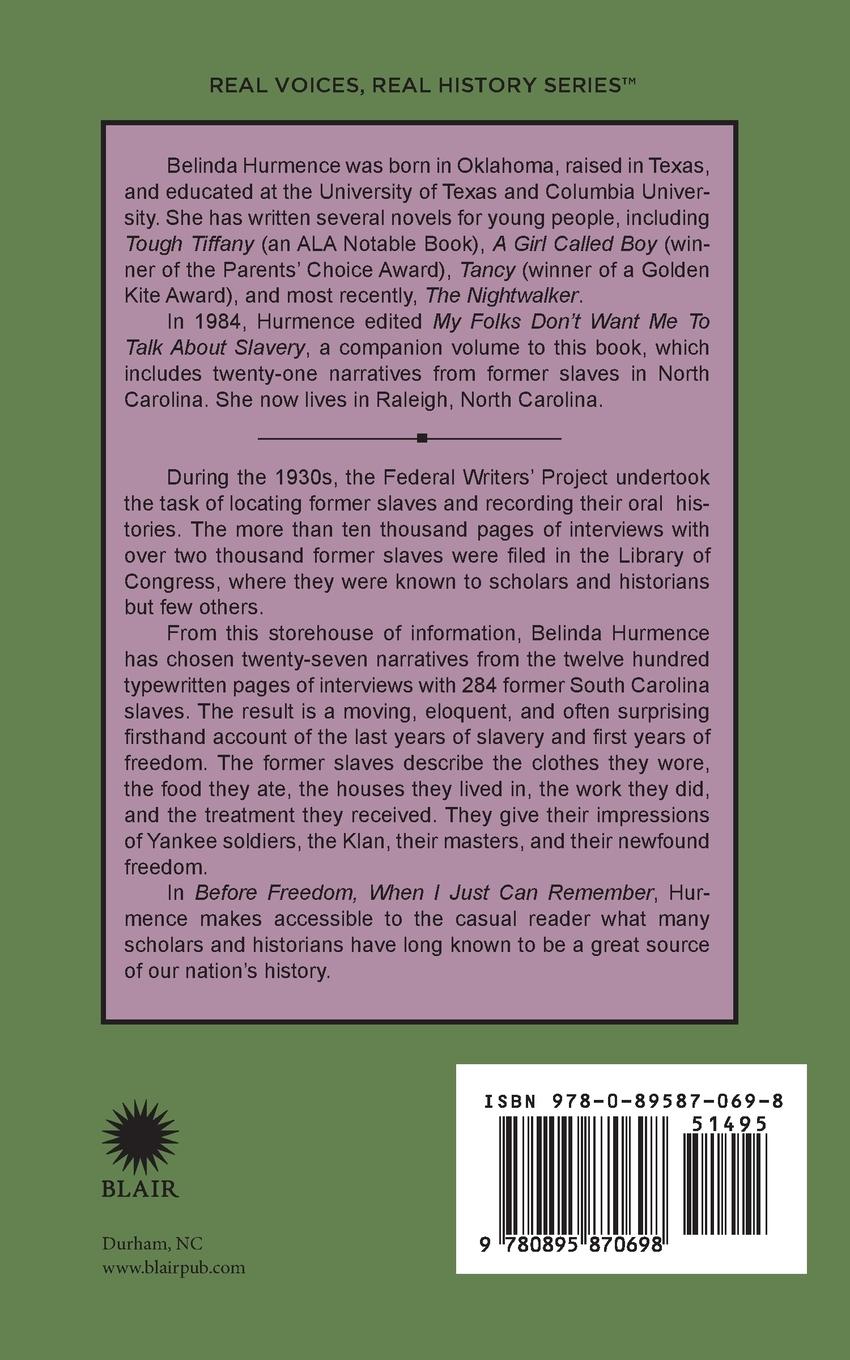 Rückseitencover Before Freedom, When I Just Can Remember