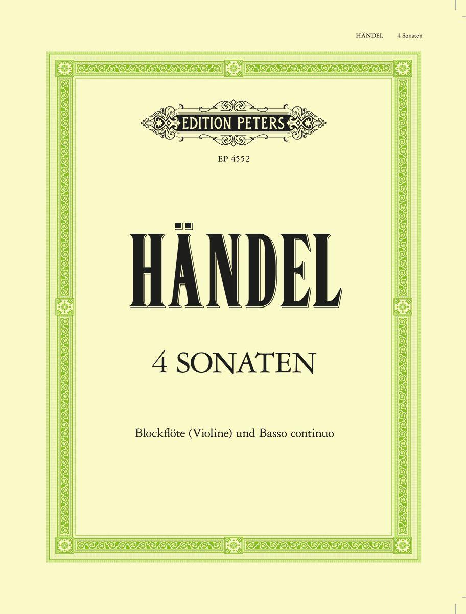 Vorderes Coverbild 4 Sonaten für Blockflöte (Violine) und Basso continuo HWV 360/362/365/369