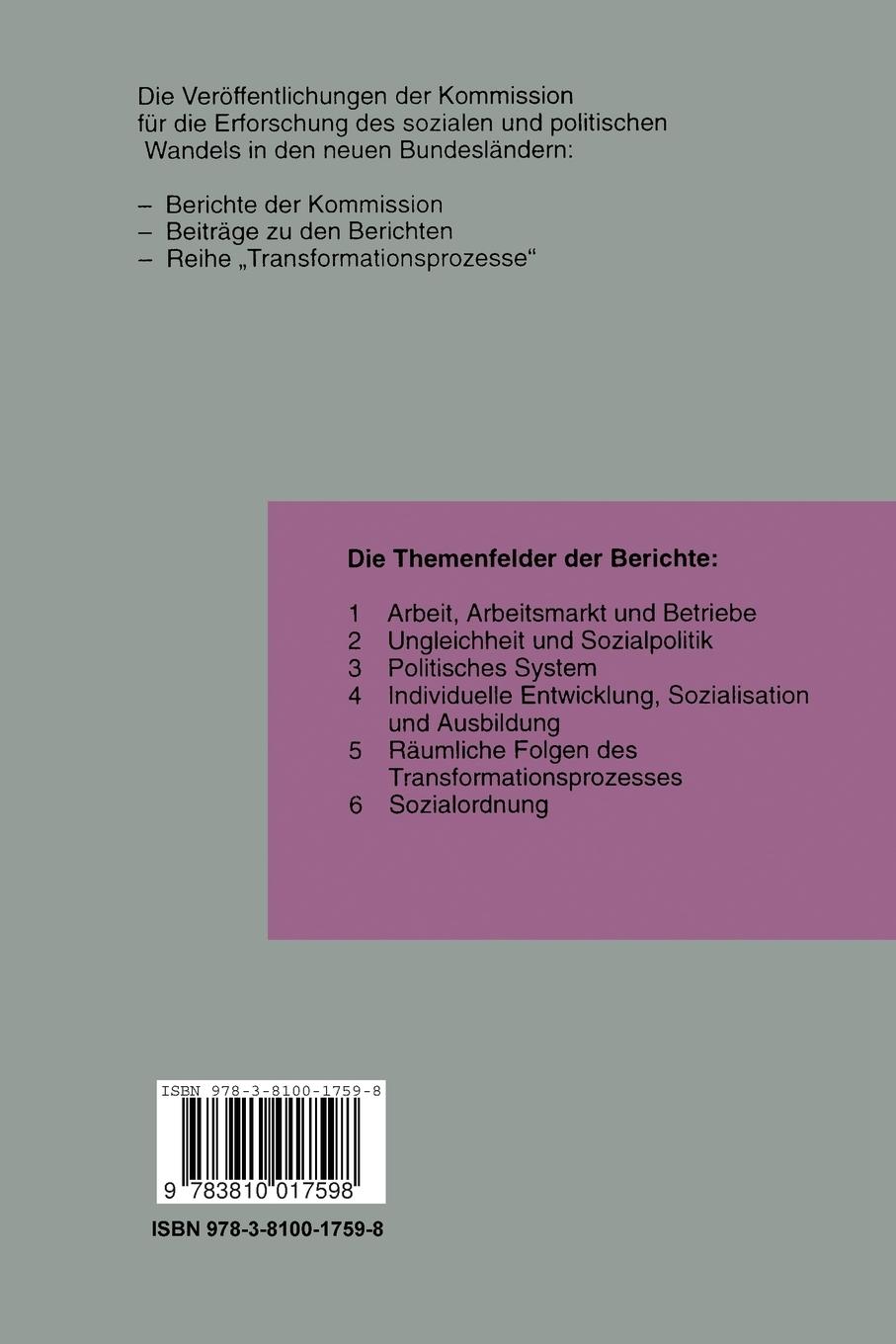 Rückseitencover Entwicklung und Sozialisation von Jugendlichen vor und nach der Vereinigung Deutschlands