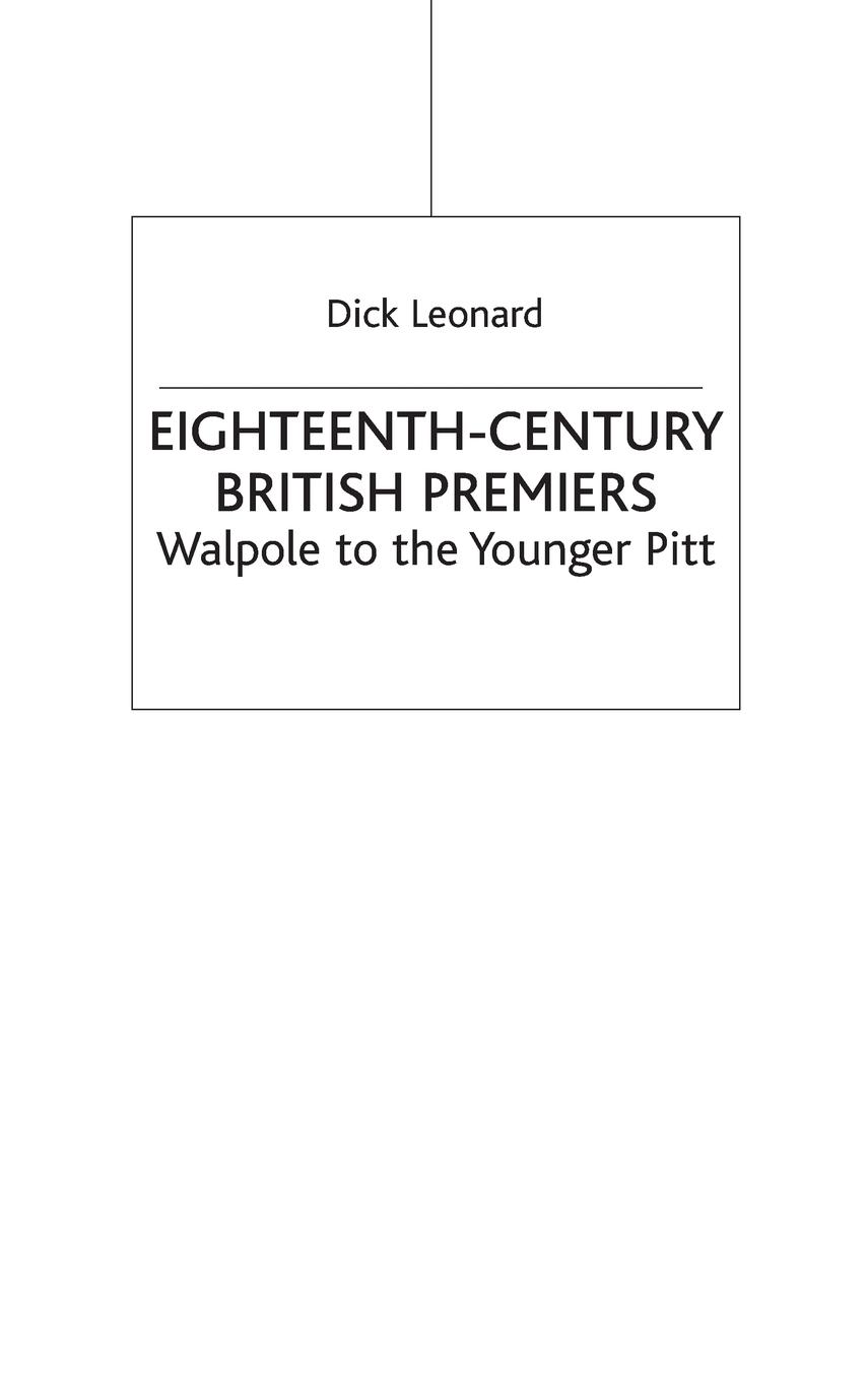Vorderes Coverbild Eighteenth-Century British Premiers