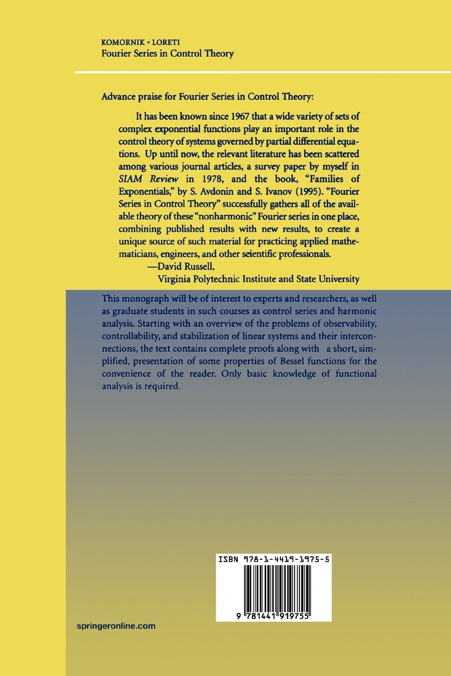 Rückseitencover Fourier Series in Control Theory
