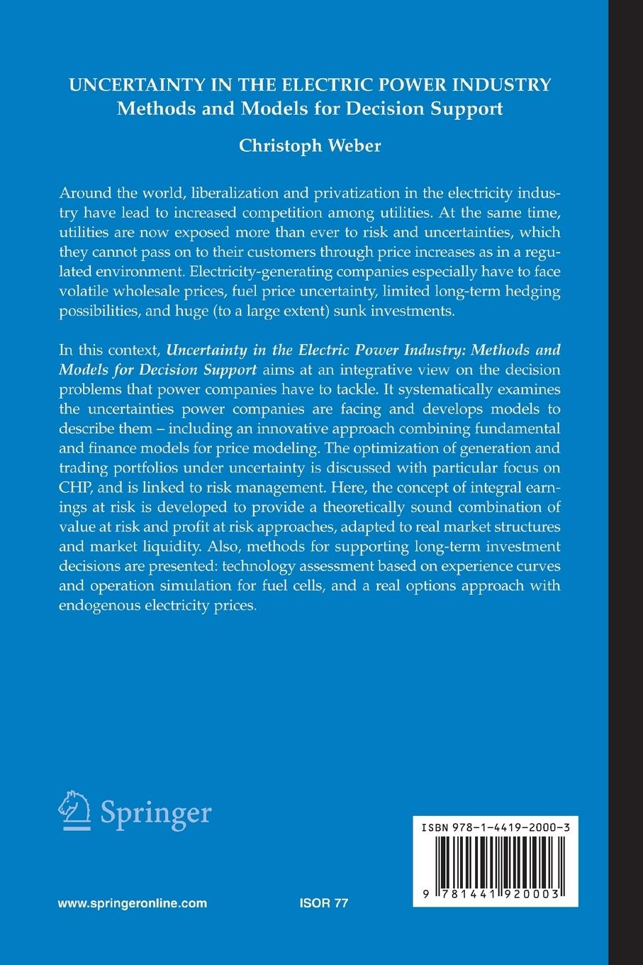 Rückseitencover Uncertainty in the Electric Power Industry