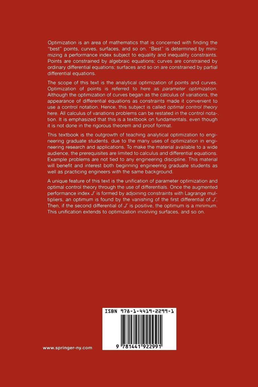 Rückseitencover Optimal Control Theory for Applications