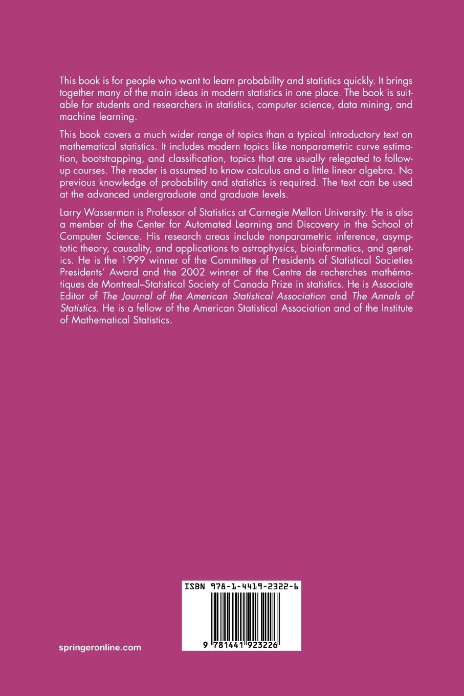 Rückseitencover All of Statistics