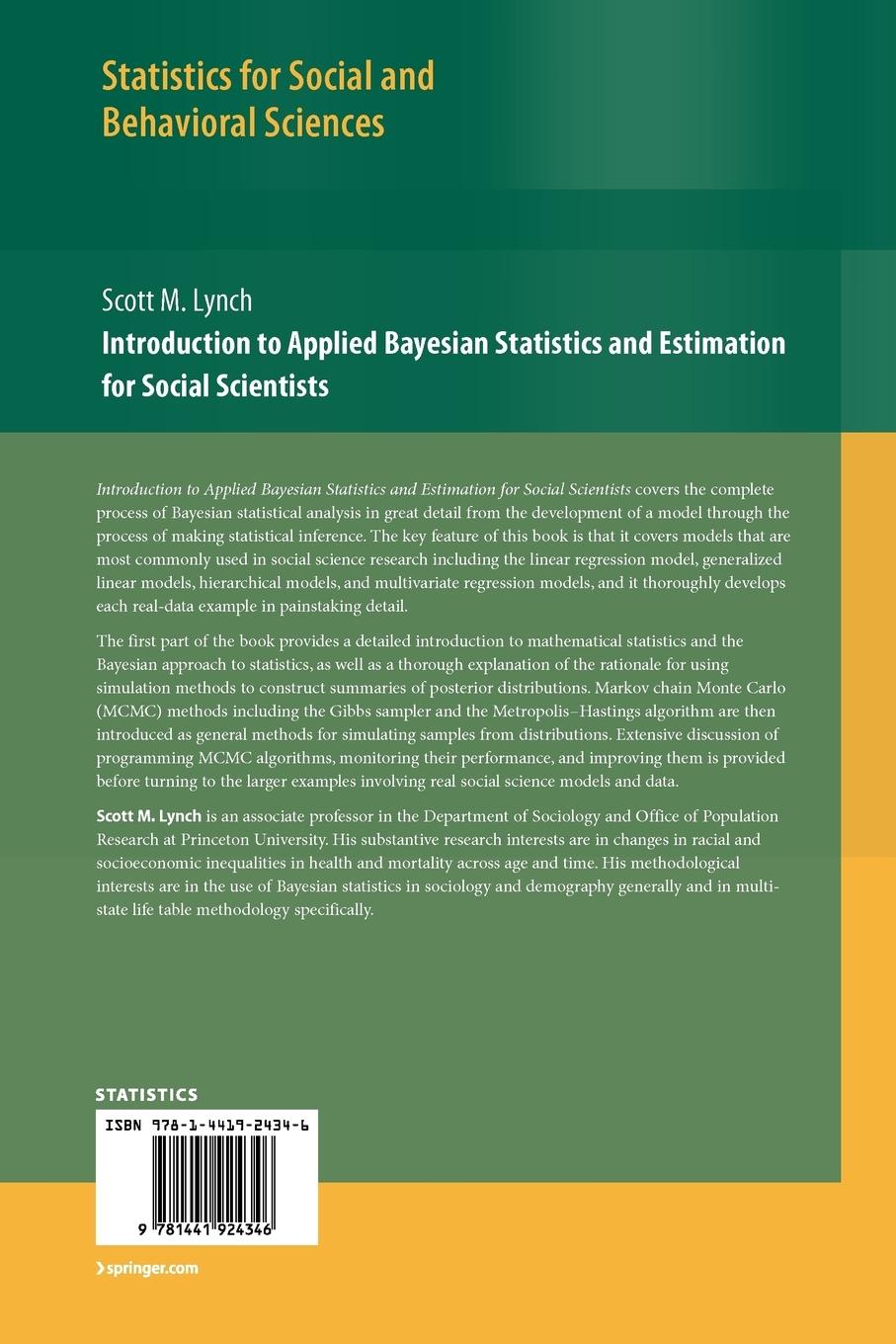Rückseitencover Introduction to Applied Bayesian Statistics and Estimation for Social Scientists