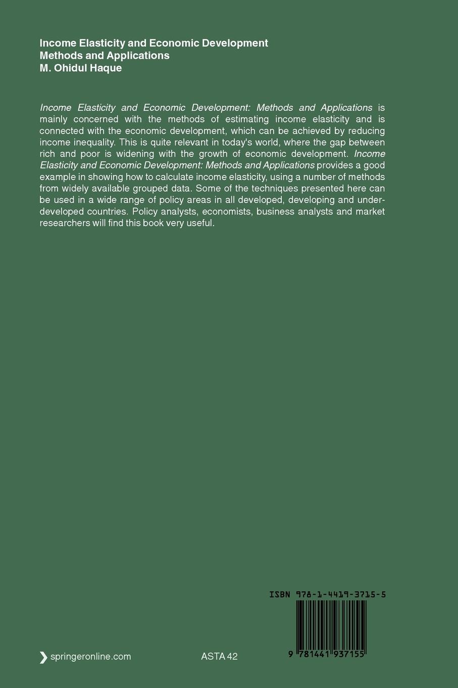 Rückseitencover Income Elasticity and Economic Development