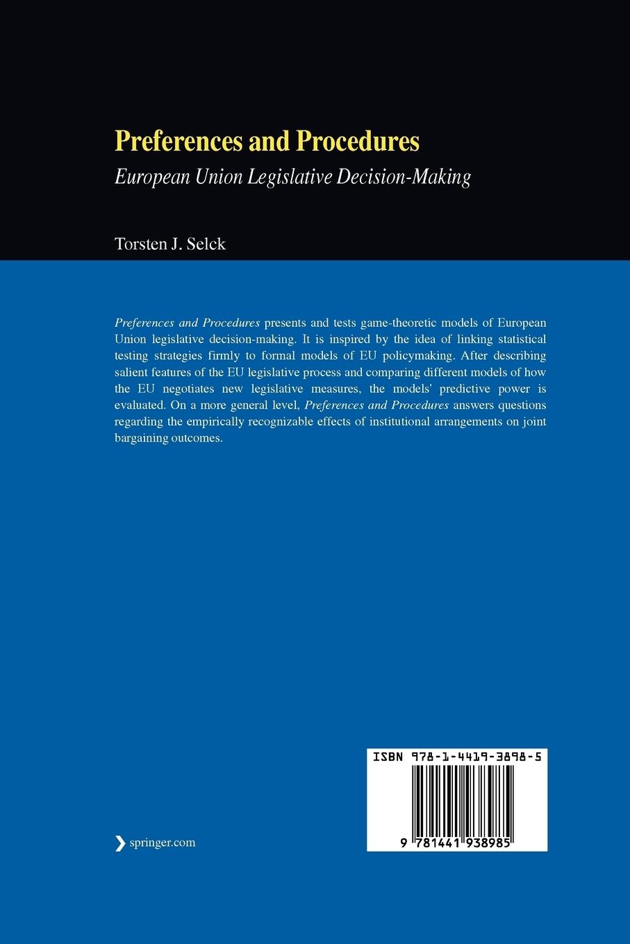 Rückseitencover Preferences and Procedures