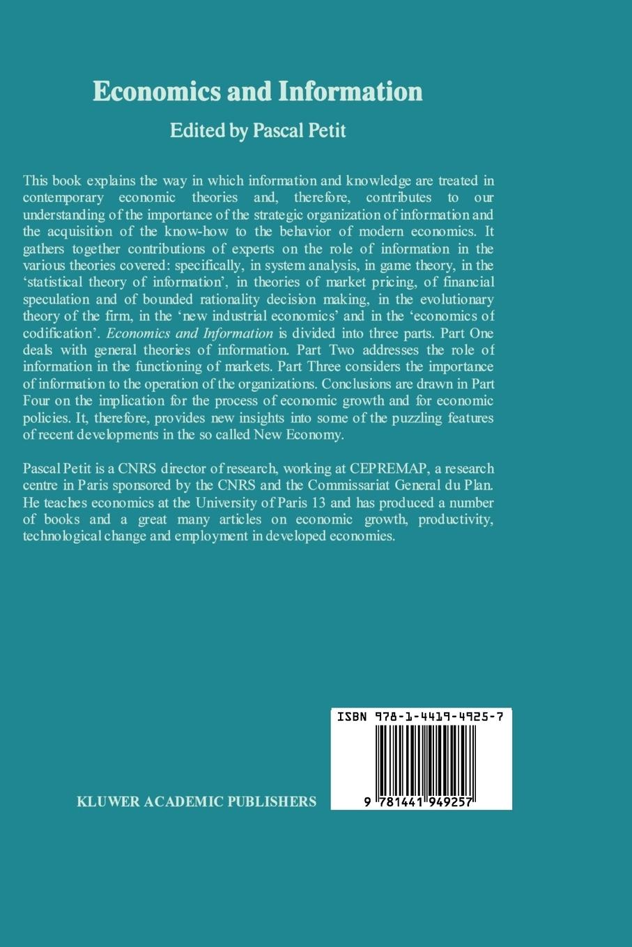 Rückseitencover Economics and Information