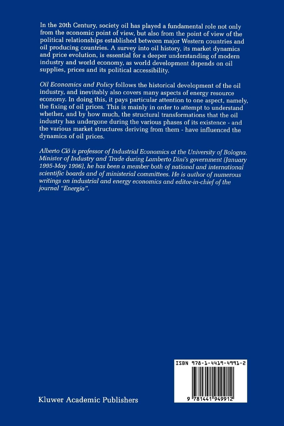 Rückseitencover Oil Economics and Policy