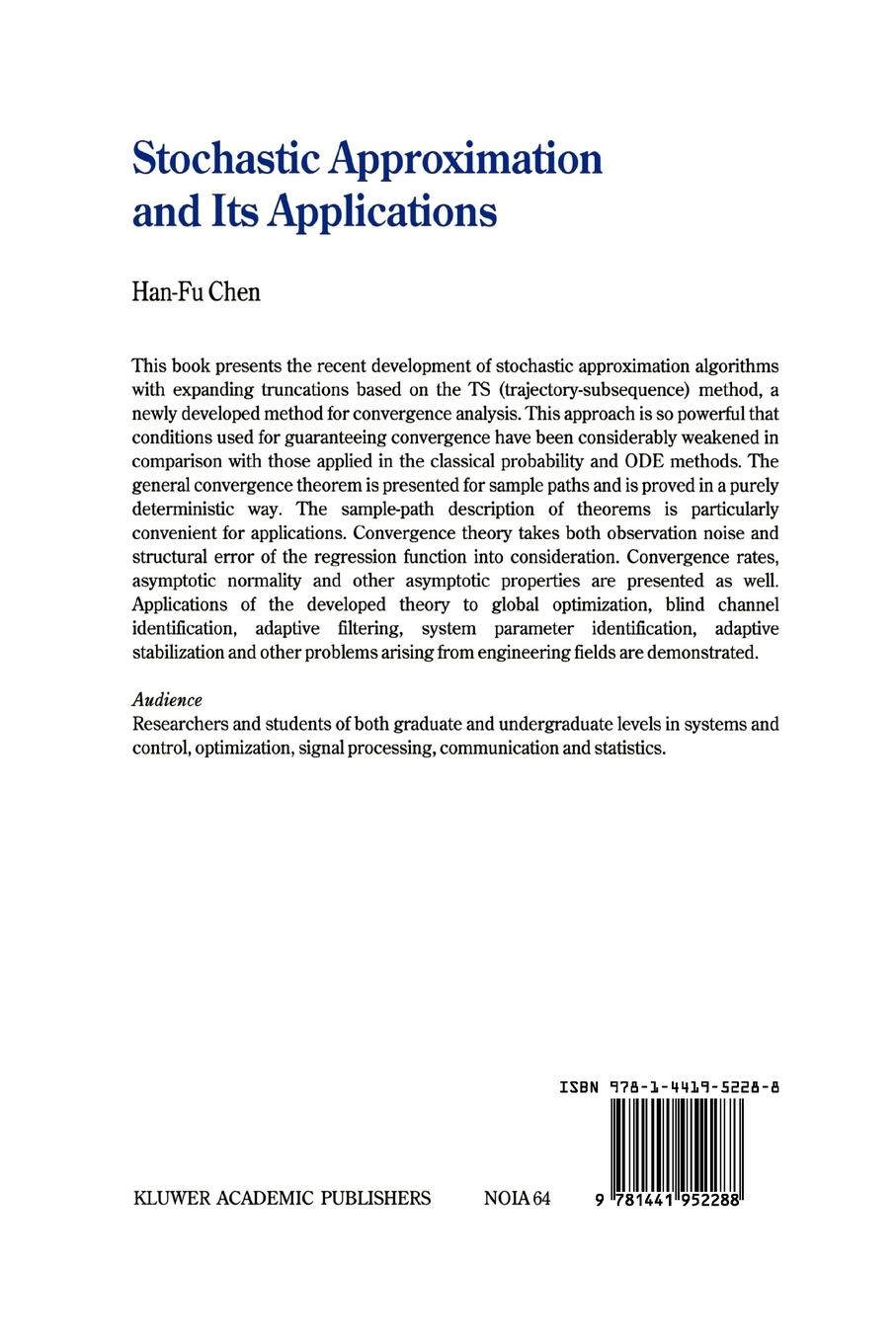 Rückseitencover Stochastic Approximation and Its Applications