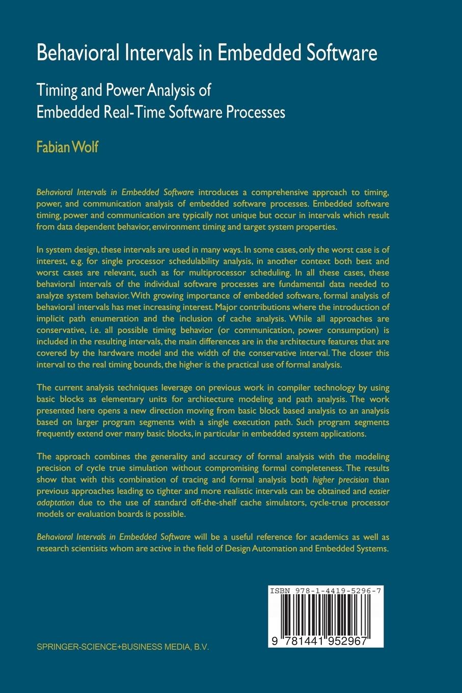 Rückseitencover Behavioral Intervals in Embedded Software