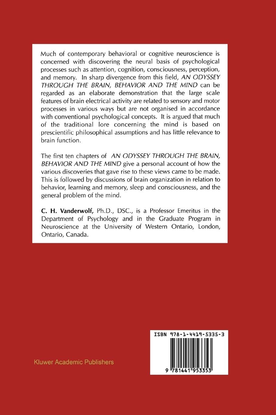 Rückseitencover An Odyssey Through the Brain, Behavior and the Mind
