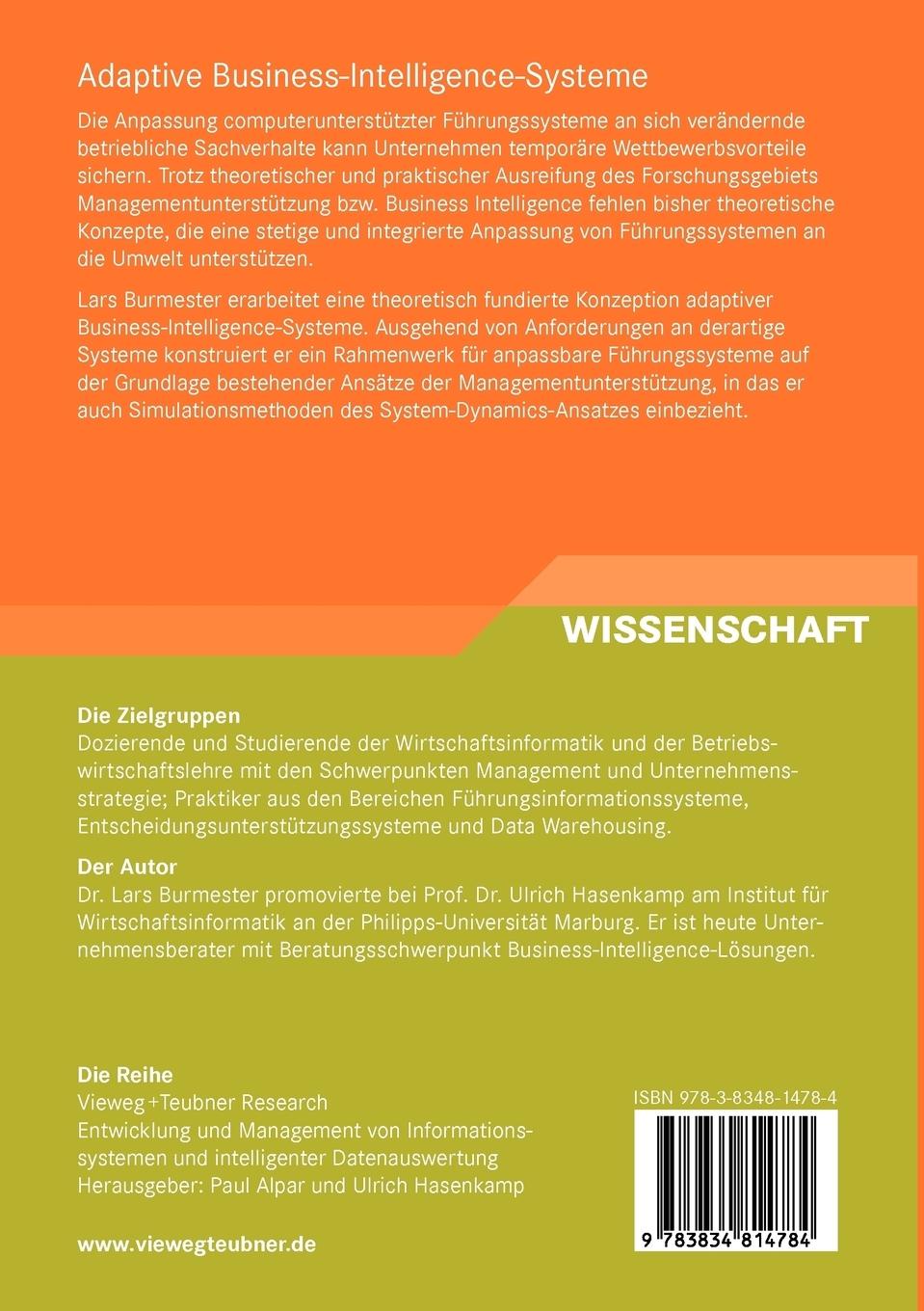 Rückseitencover Adaptive Business-Intelligence-Systeme