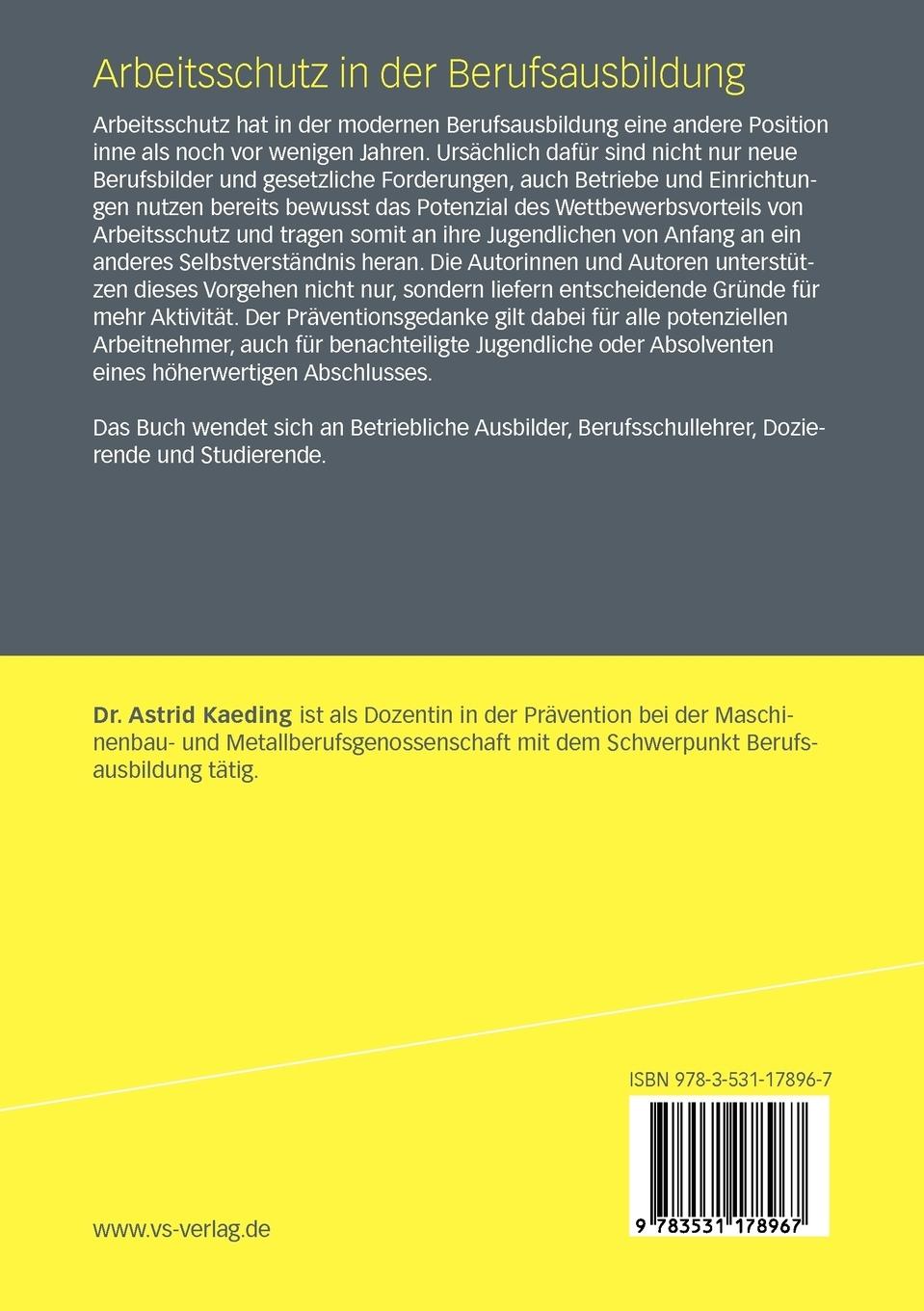 Rückseitencover Arbeitsschutz in der Berufsausbildung