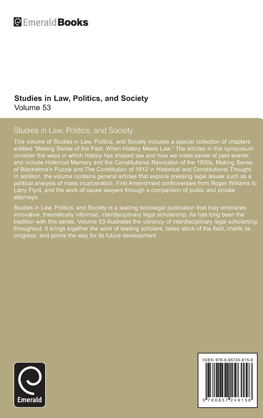 Rückseitencover Studies in Law, Politics and Society