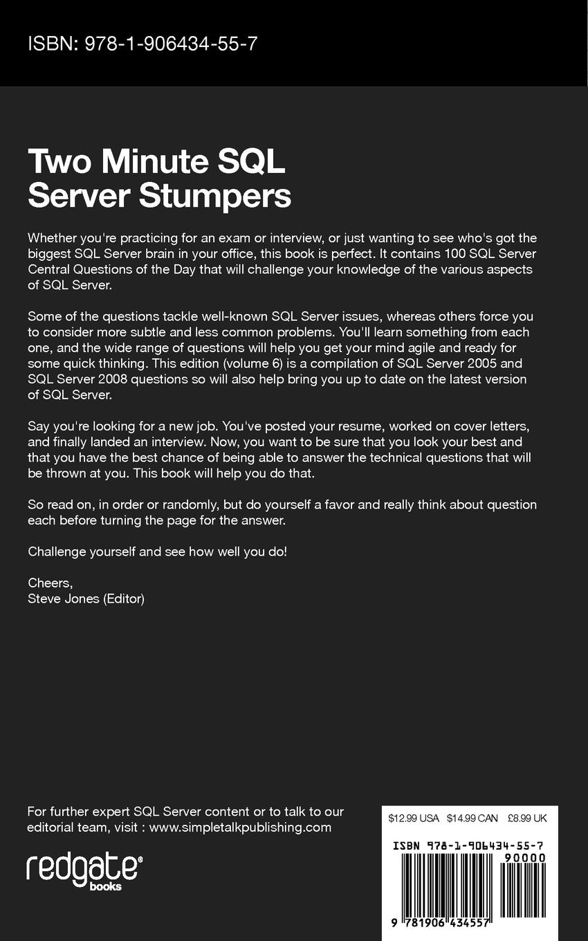 Rückseitencover Two Minute SQL Server Stumpers - Volume 6