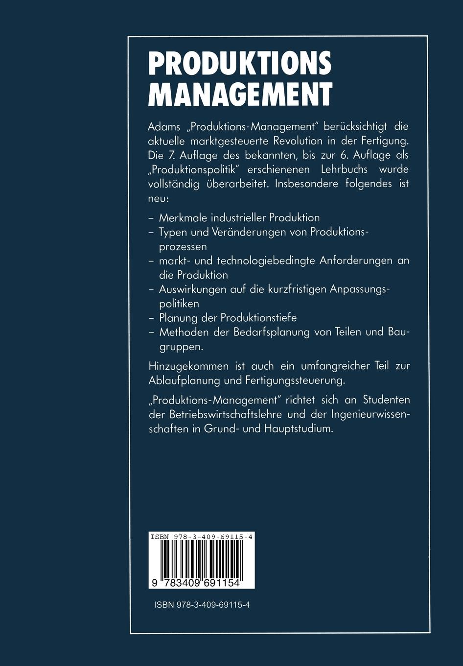 Rückseitencover Produktions-Management