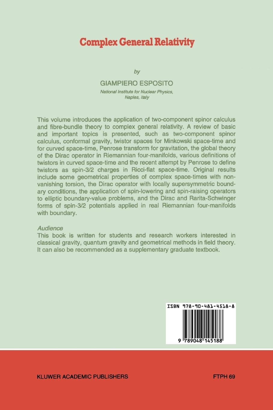 Rückseitencover Complex General Relativity